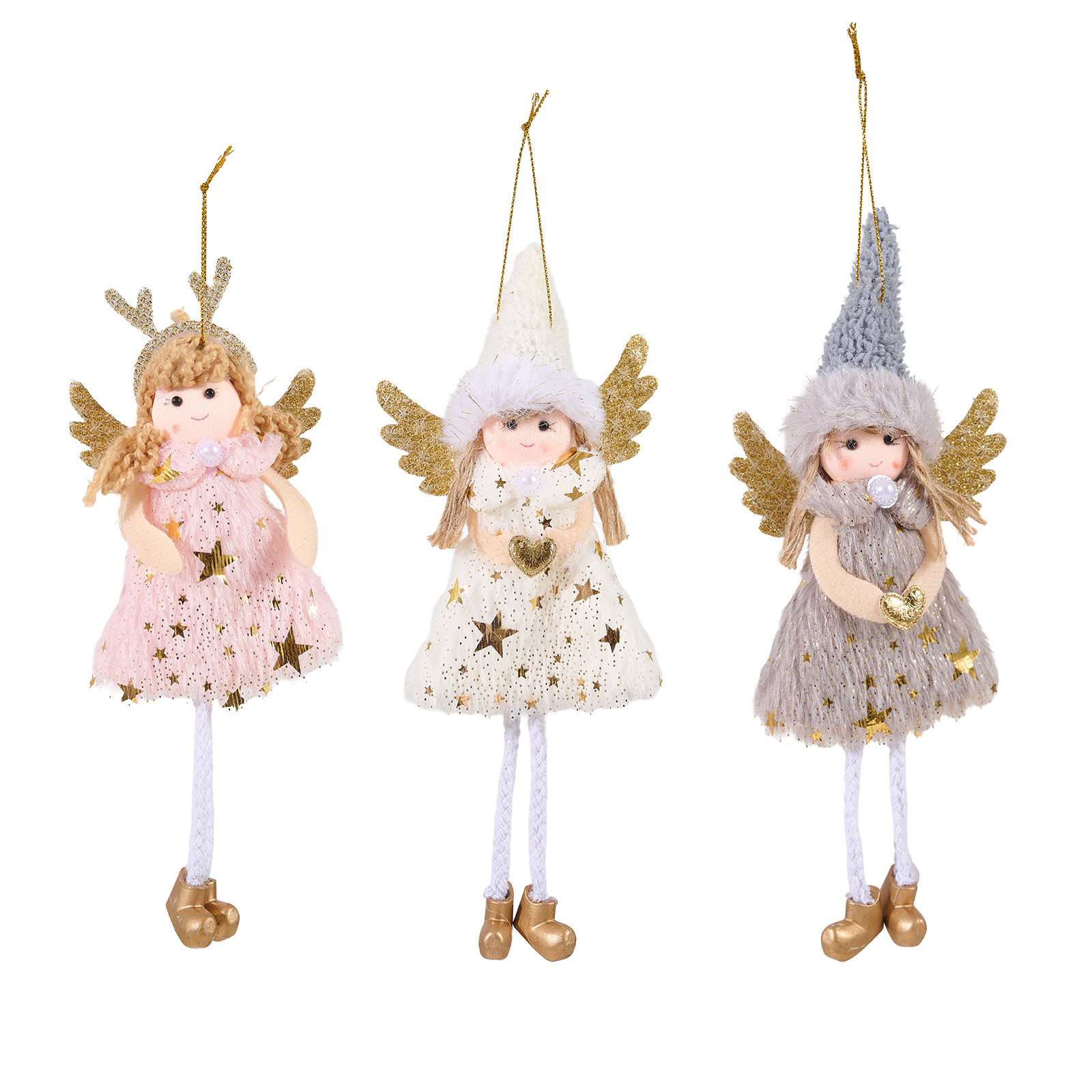 Adorno de Navidad con Ángel Reino, Alas Rosadas y Astas de Ciervo para árbol de Navidad Pequeño para Niñas — imagen 2