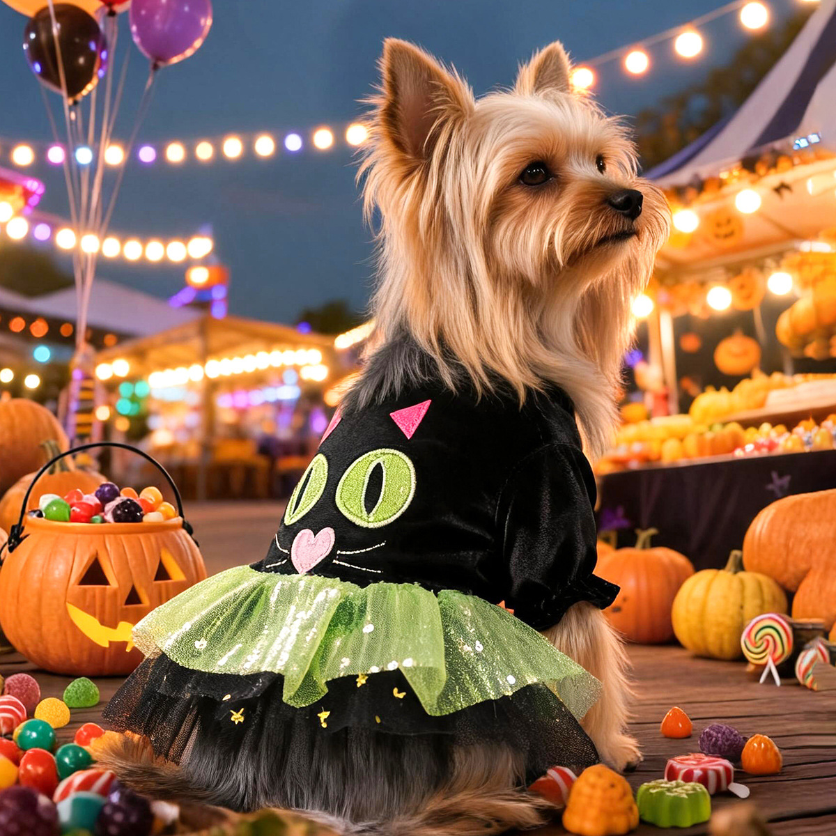Pet Clothing for Small Dogs and Cats, Autumn/Winter Outfits, Cute Cat Halloween Tulle Dress for Teddy, Bichon — image 3