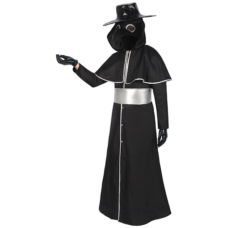 Festive Adult Medieval Steampunk Crow Dark Style Costume with Long Beak Mask Halloween — image 4