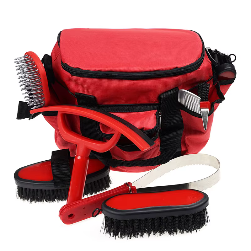 Kit de Aseo para Caballos 9 Piezas - Cepillos para el Cuidado del Pelaje con Bolsa para Transportar — imagen 1