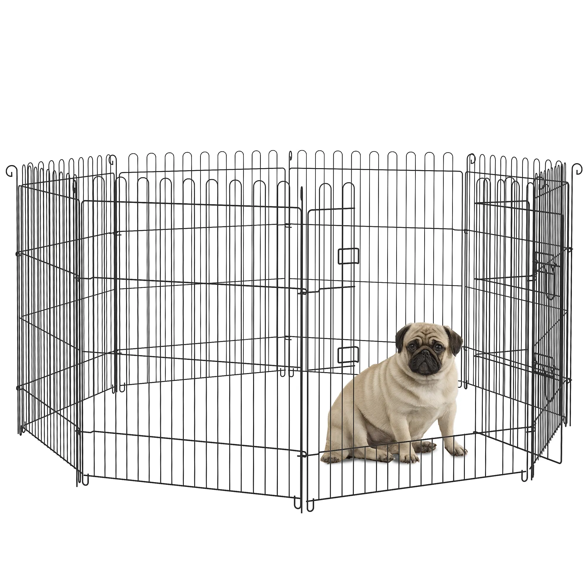 30inch 8-Panel Octagon Pet Exercise Playpen Crate Foldable Dog Cage Pen Puppy Kennel, Black — image 1