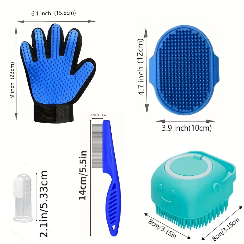 8 Pcs Pet Grooming Set, Hair Removal Comb For Dog, Flea Comb, Dog Shampoo Brush, Pet Nail Clippers, Dog Toothbrush Set — image 4