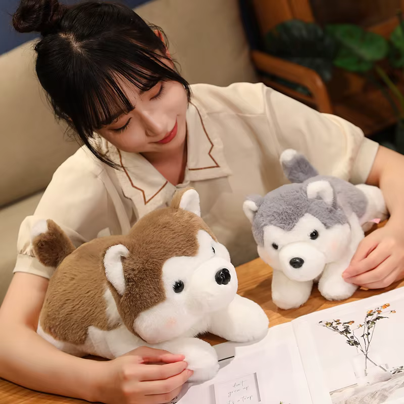30/40CM Cute Husky Dog Plush Toy Stuffed Animal Soft Kawaii Lying Brown Pet Puppy Pillow Doll Toys for Xmas Gift — image 4