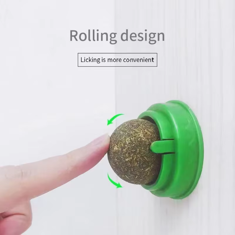 Cat Mint Wall Sticker Toy Rotating Ball Promotes Digestion Cat Grass Snacks Mint Sugar Grass Cat Licking Snacks Clean Teeth — image 3