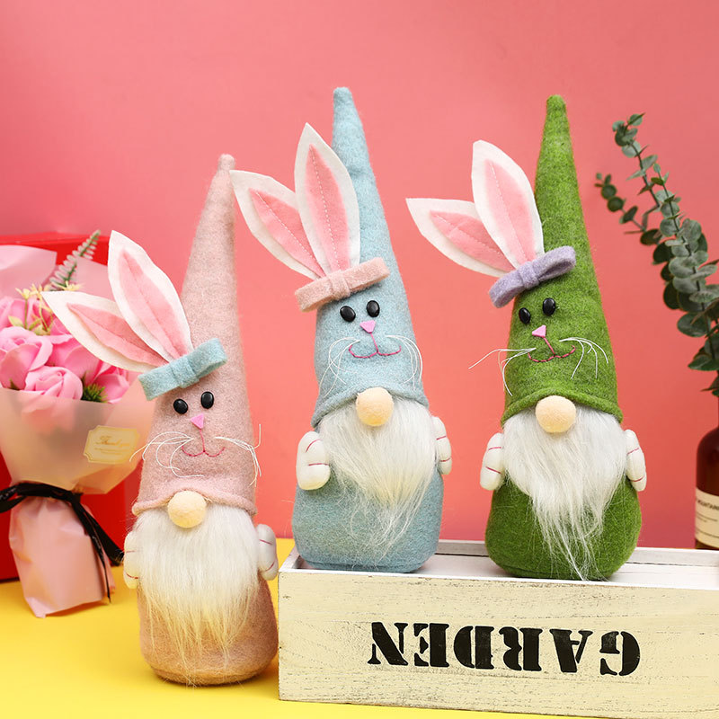 Easter decorations pointed hats cute rabbit faceless dolls home decoration gnome doll ornaments — image 1