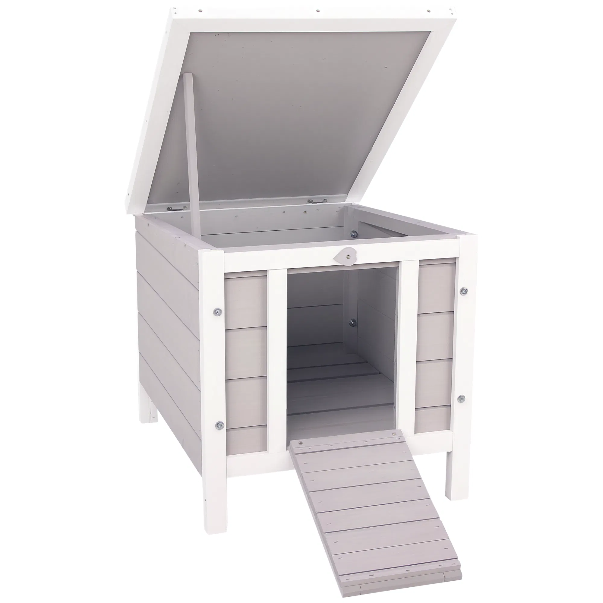 Wooden Rabbit Hutch Bunny Cage Outdoor Cat House Guinea Pig Cage Duck Shelter, Indoor Outdoor Use, 20"x16.5"x17", Grey — image 1