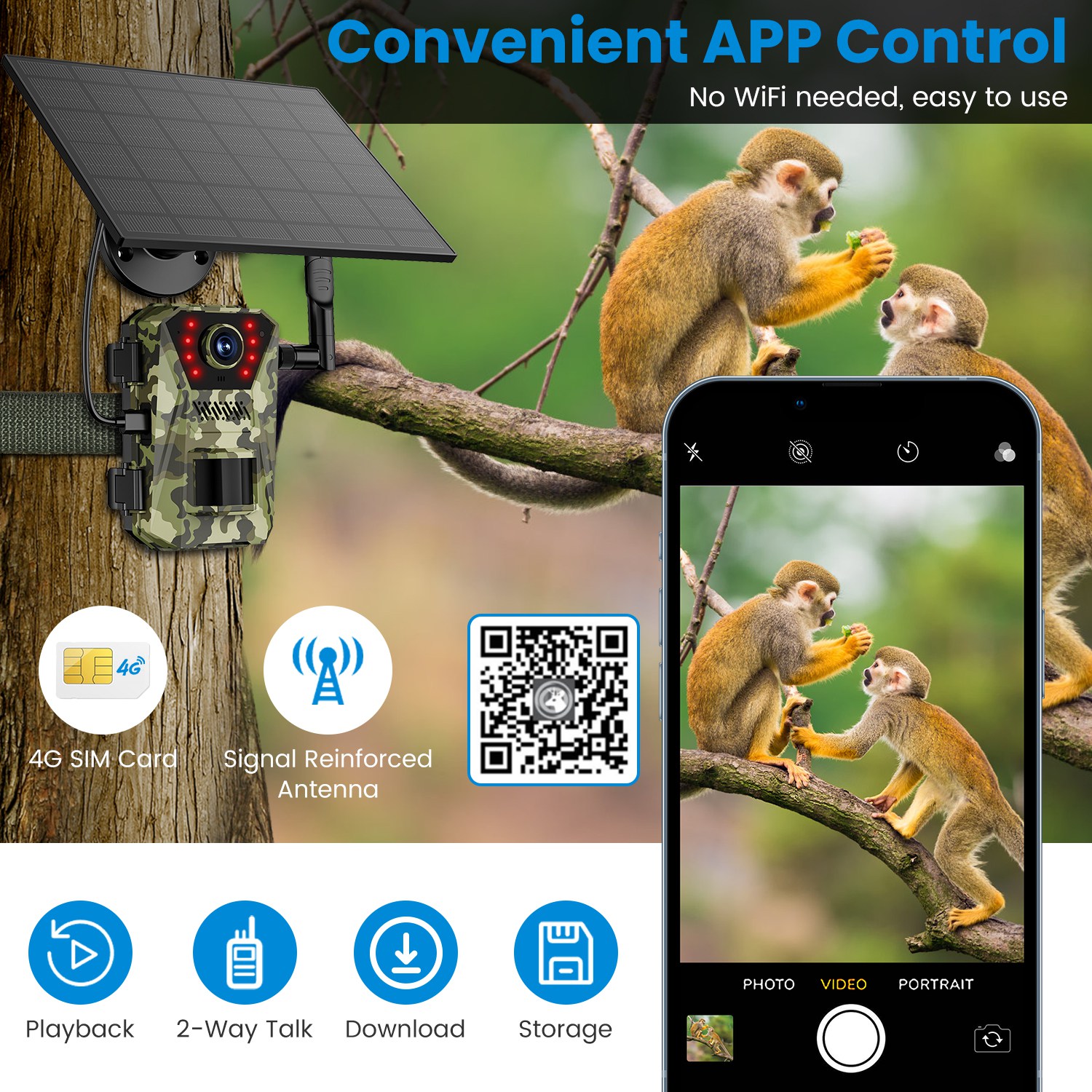 4G 4K 30FPS Solar Trail Camera Outdoor Wildlife Camera Motion Activated IP66 Waterproof With 140 Degree Viewing Angle No Glow Night Vision SIM Card APP Control No WiFi Needed — image 11