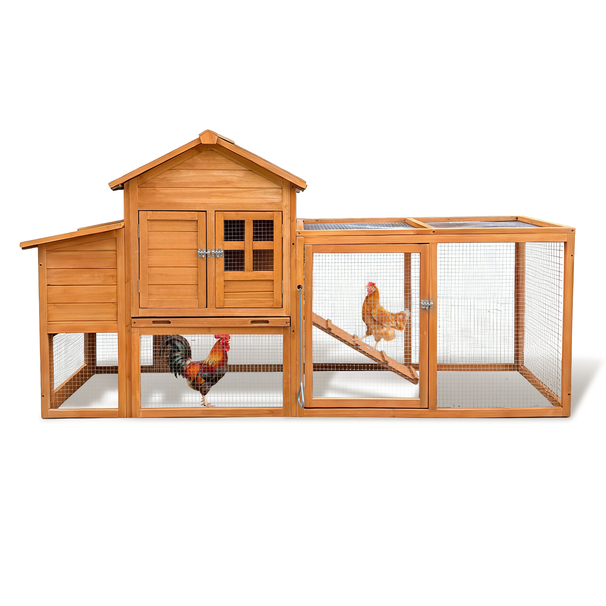 Gallinero de 80" con Nido y Bandeja Extraíble, Casa para Gallinas para 2-6 Aves, Jaulas para Animales Pequeños de Exterior Resistentes a la Intemperie — imagen 3