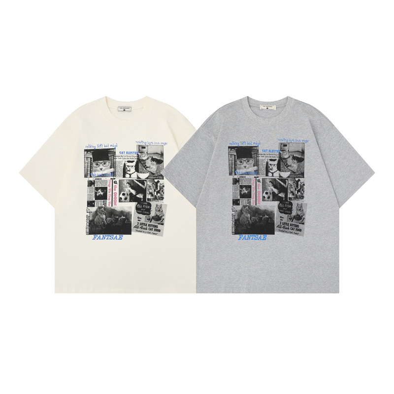 Camiseta de manga corta con poster de gato impreso — imagen 4