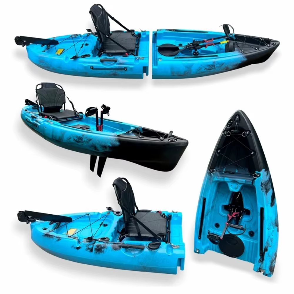 2025 Portable LLDPE Kayak With Split Hard Shell Electric Pedal-Driven Canoe For Solo Tandem Lake Sea Adventures Modular Assembly — image 2