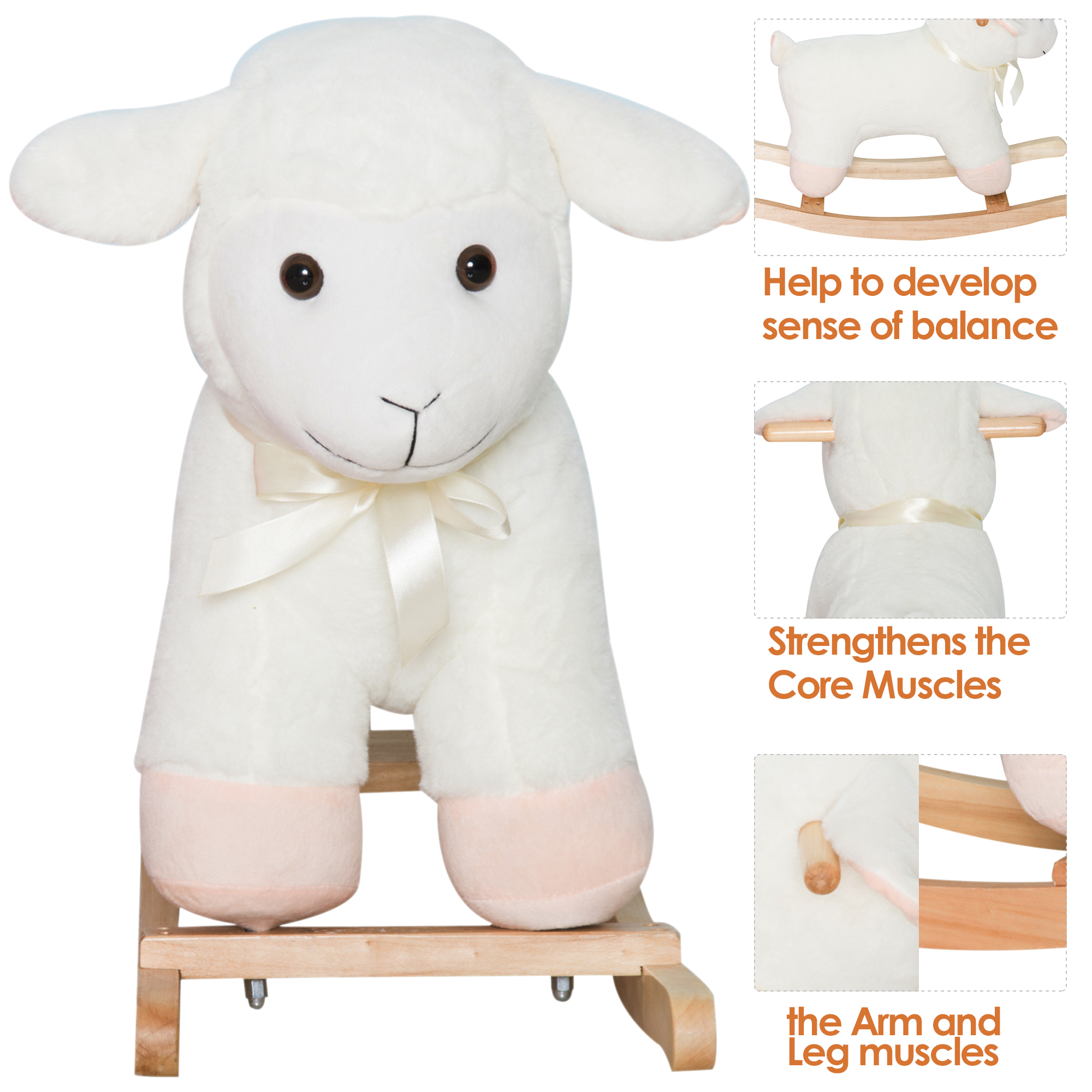Caballo de Madera con Oveja Llameante, Juguetes para Niños, Animación Plush Segura — imagen 2