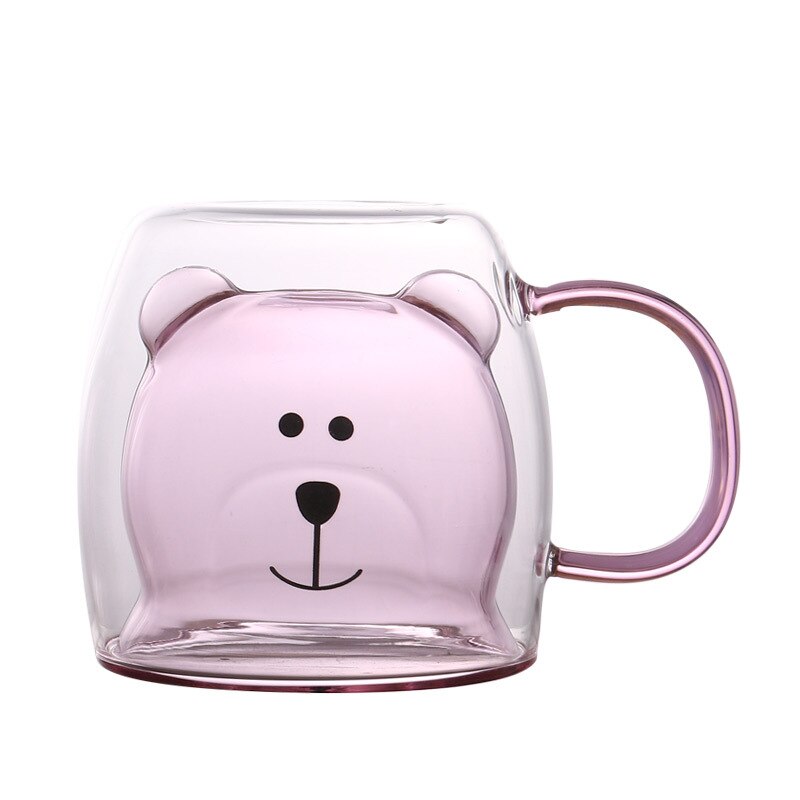 Creative Cute Bear Coffee Mugs Double Glass Cup Animal Double-layer Milk Juice Tea Mug Cup Lady Valentine's Day Christmas Gift — image 6