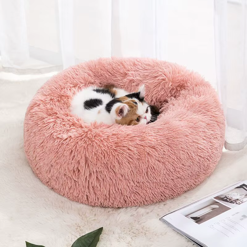Pet Dog Bed Comfortable Donut Cuddler Round Cat Nest Dog Nest Warm Dog Mat with Soft Plush Material Pet Bed for Dogs and Cats — image 2