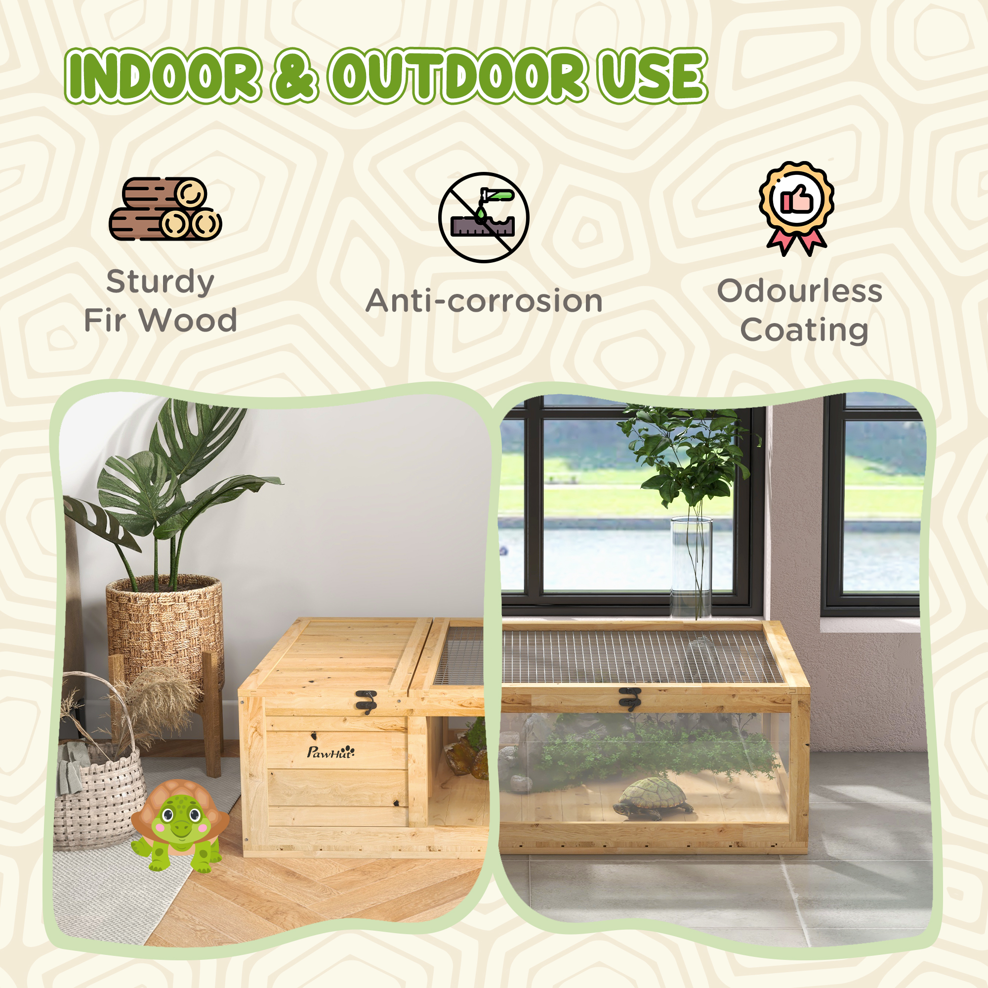 Caja de Madera para Reptiles con Acceso Superior para Tortugas, Lagartos, Serpientes Amarilla — imagen 5