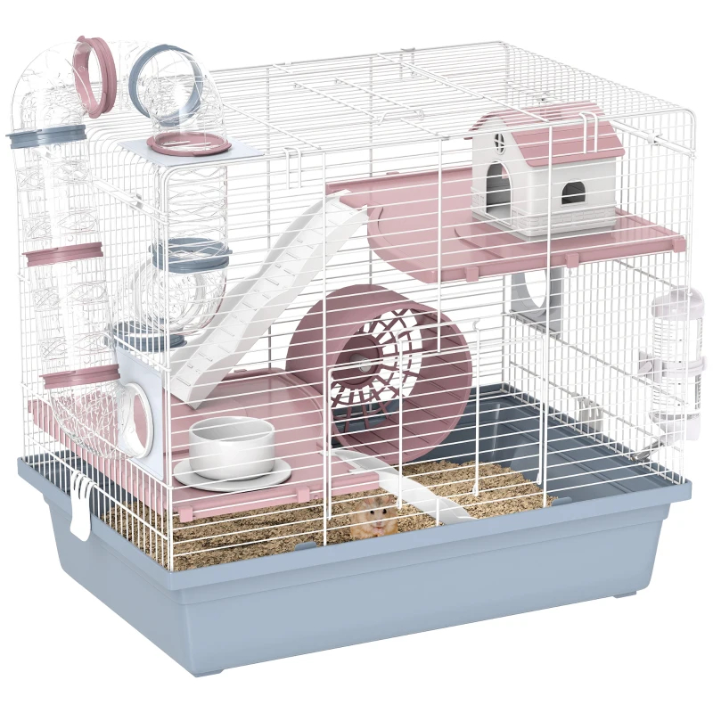 Cage, 3-Tier Small Animal Cage With Exercise Wheel, Food Bowl, Water Bottle, House, Tunnels, Ramps — imagen 4