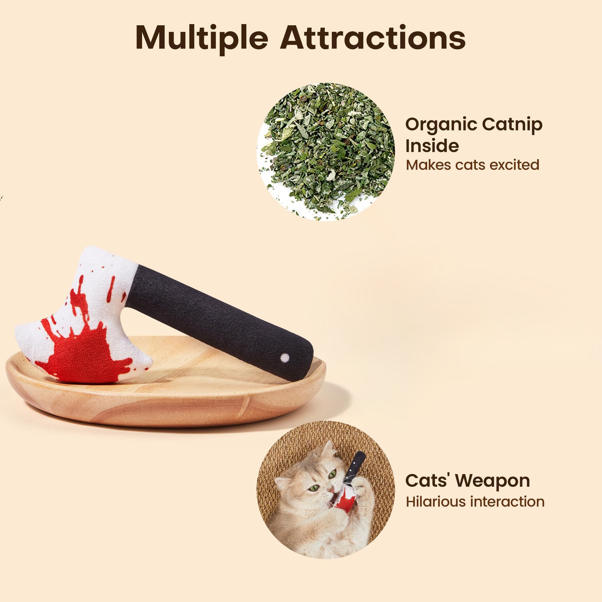 4 Juguetes para Gatos, Diseño de Cuchillo Terror de Halloween, Juguetes con Catnip para Gatitos, Ejercicio de Interior para Todas las Razas de Gatos — imagen 2