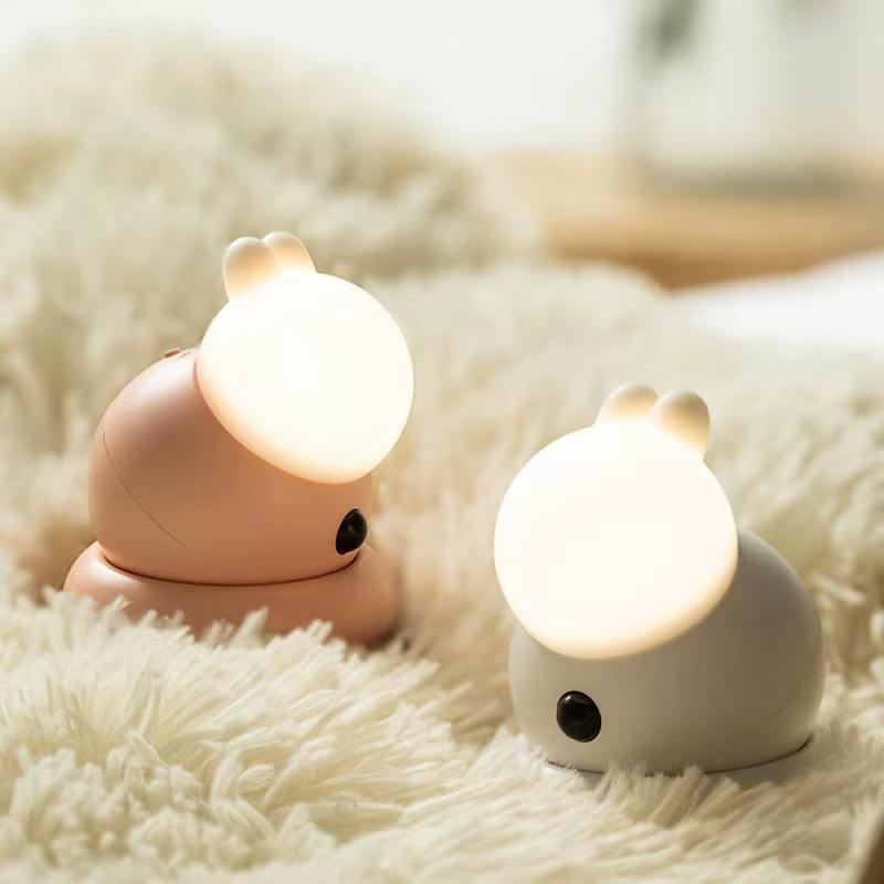 Cute Rabbit Human Body Induction Lamp Led Pat Silicone Charging Cabinet USB Night Light Wall Induction Corridor Lamp — image 2