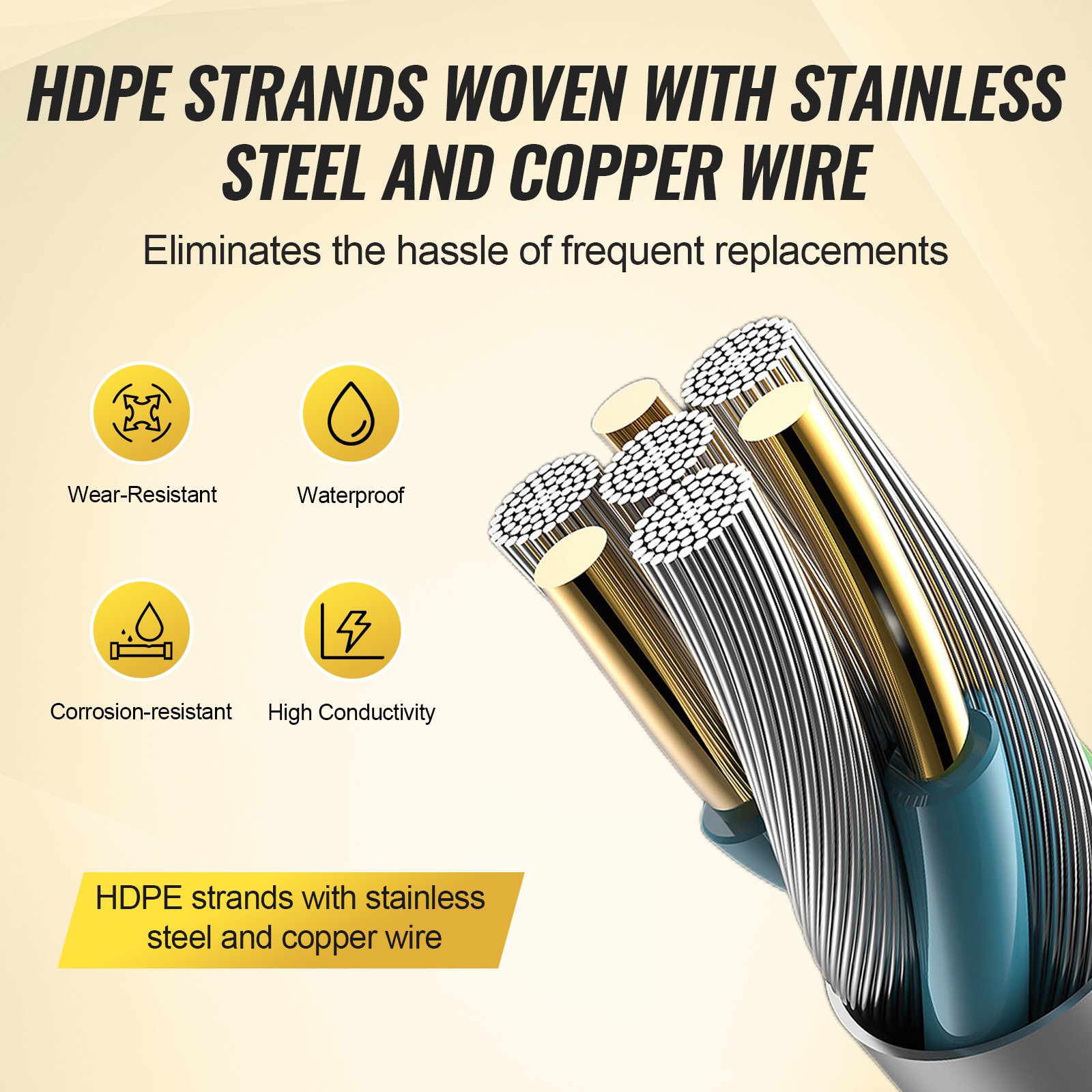 Electric Fence Wire, 2625Ft 800M Portable Polywire, 3/32" Diameter 9 Mixed Metal Strands For Reliable Conductivity And UV, Rust Resistance, Fencing Rope Line For Horse, Cattle, Livestock — imagen 2