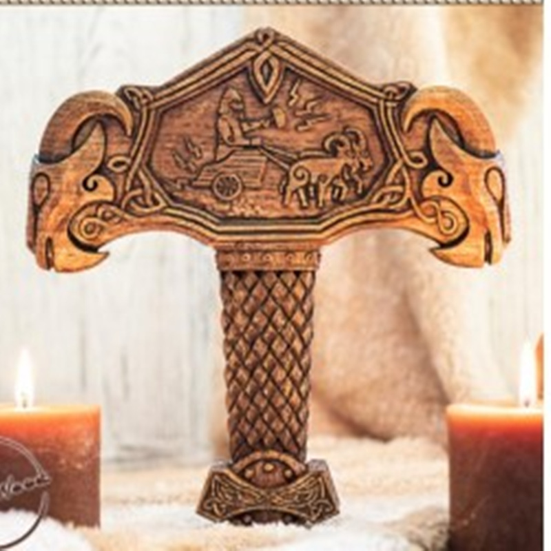 Thor's Hammer Scandinavian Assat Pagan Viking Altar Thor Goat Resin Craft — image 2