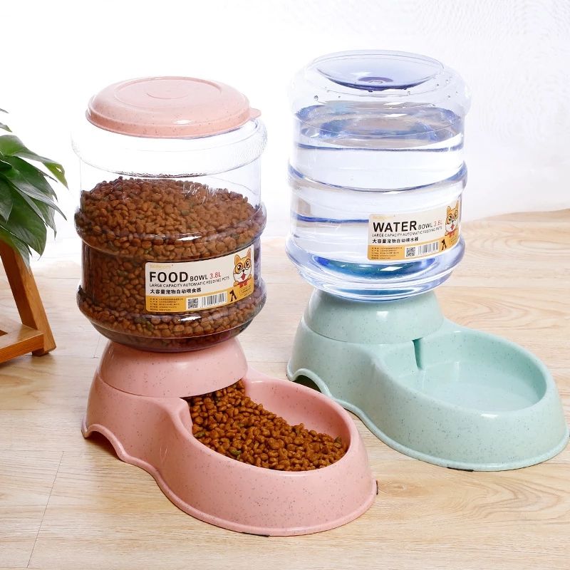 Alimentador Automático de Paja de Trigo Grande Capacidad 3.8L para Mascotas Comida y Agua — imagen 1
