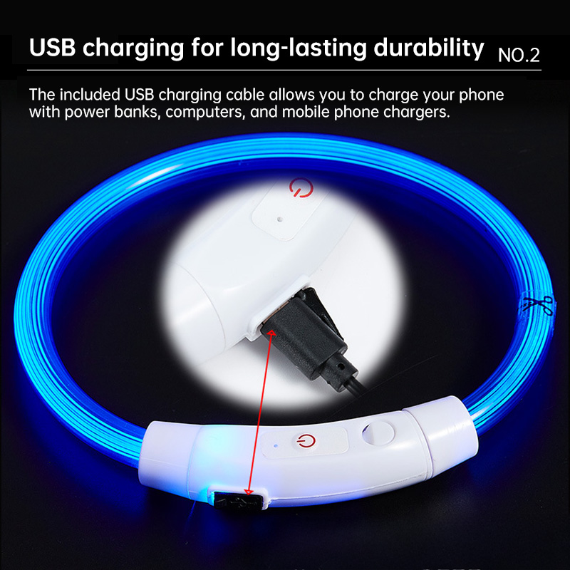 LED Fiber Optic Dog Collar - Multi-Color PVC, USB Rechargeable, Night Safety (S/M/L Sizes) — image 12
