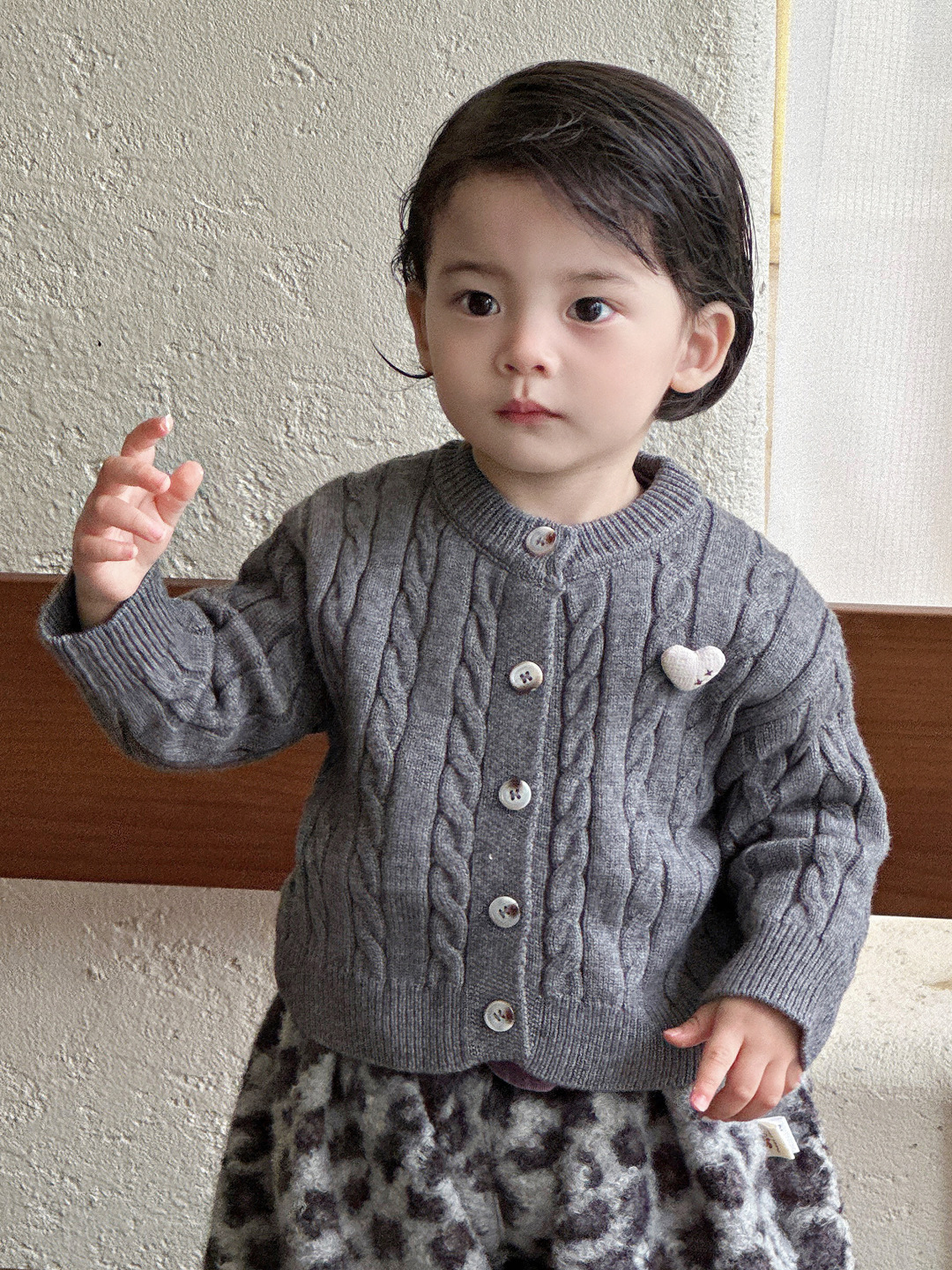 Cardigan Sweater Leopard Print Pants Three-Piece Set Outfit Boy Casual Clothing Set — image 7