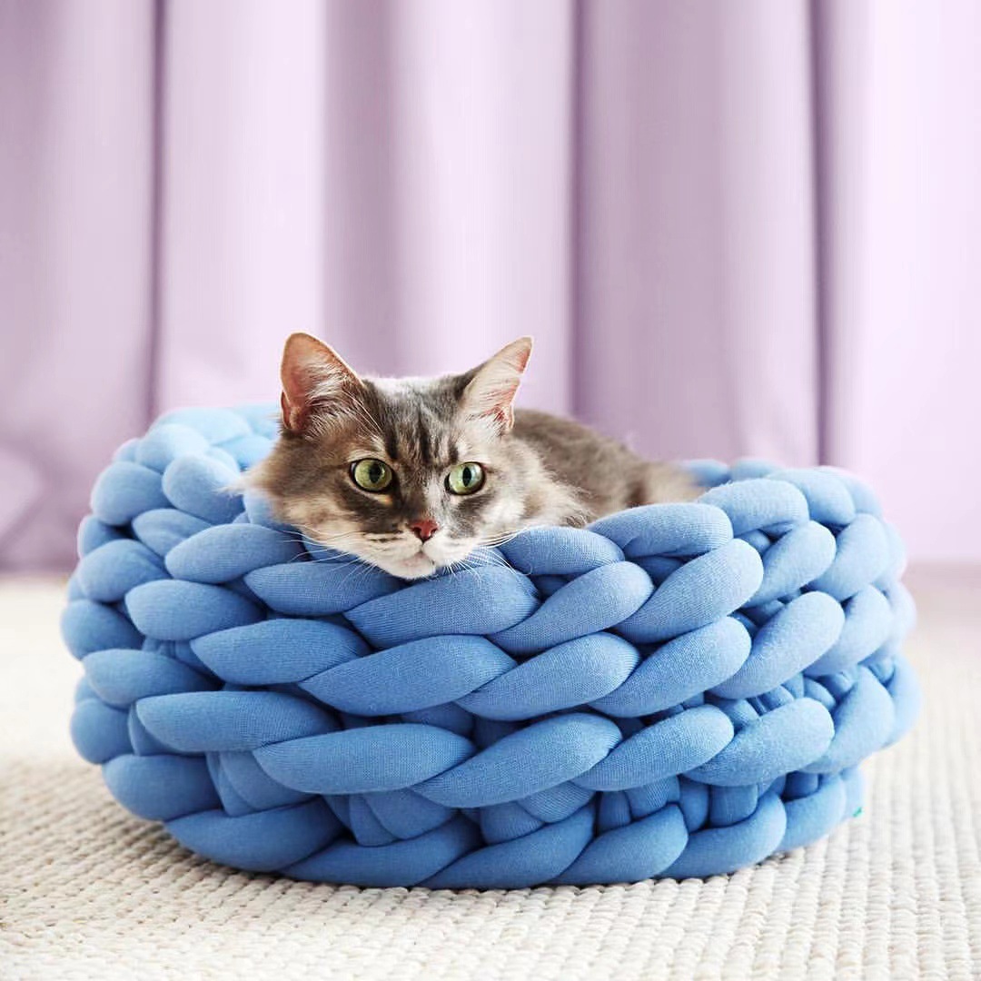 Filled Cotton Coarse Wool Hand-Woven Pet Cat Litter Can Be Machine Washed Coarse Cloth Dog Litter — image 15