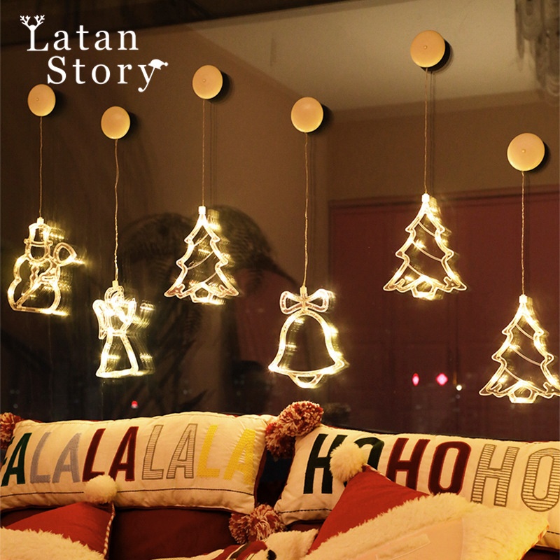Christmas Decoration Scene Tree Setup Suction Cup Lights Mini Ornaments Holiday Decor Reindeer Small Props Hanging Decor — image 1