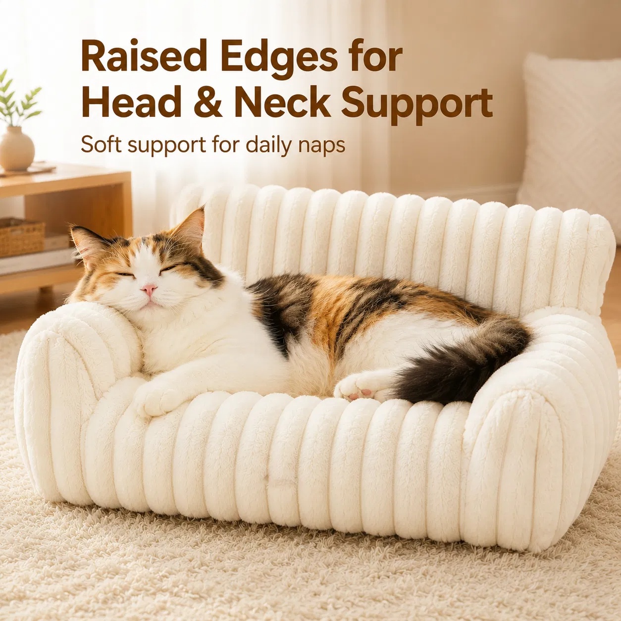 Cama Sofá para Gatos Adorables - Colchones de Pelo Suave con Forro Limpiable y Removible, Cunas de Gatos Fofos para Hogares Modernos — imagen 17