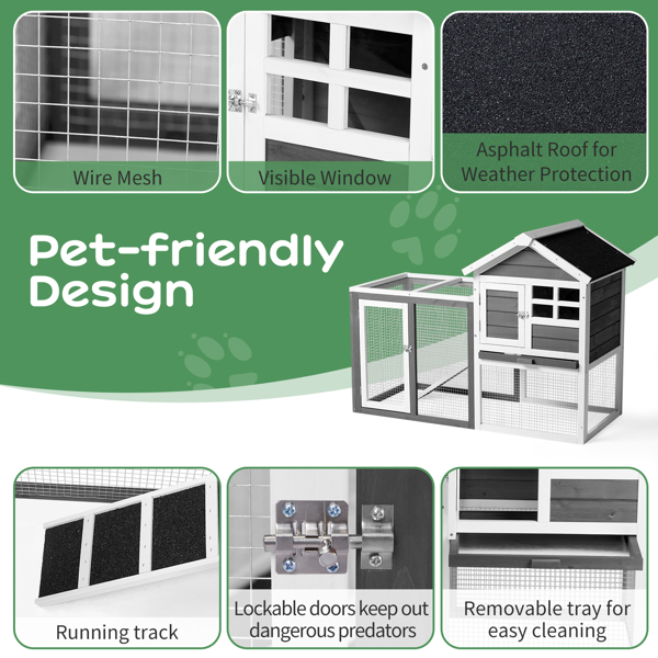 House Type With Ladder Gray Fir Wood Chicken Rabbit Cage — image 5