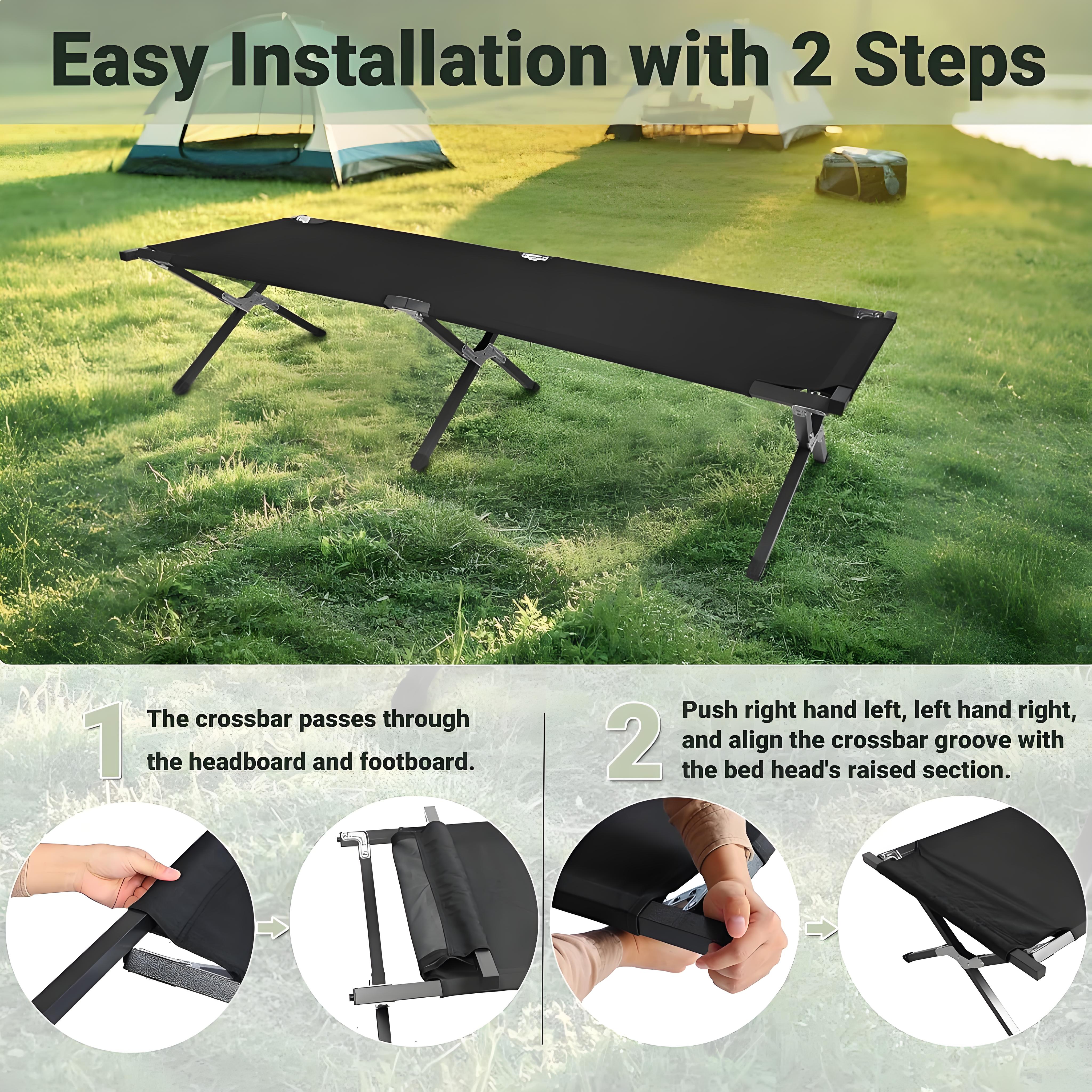 Marching Bed Outdoor Camping Bed, Foldable Lightweight Bed, Portable Camping Bed With Portable Bag, Suitable For Adult Hiking And Hunting Trips Black — image 7