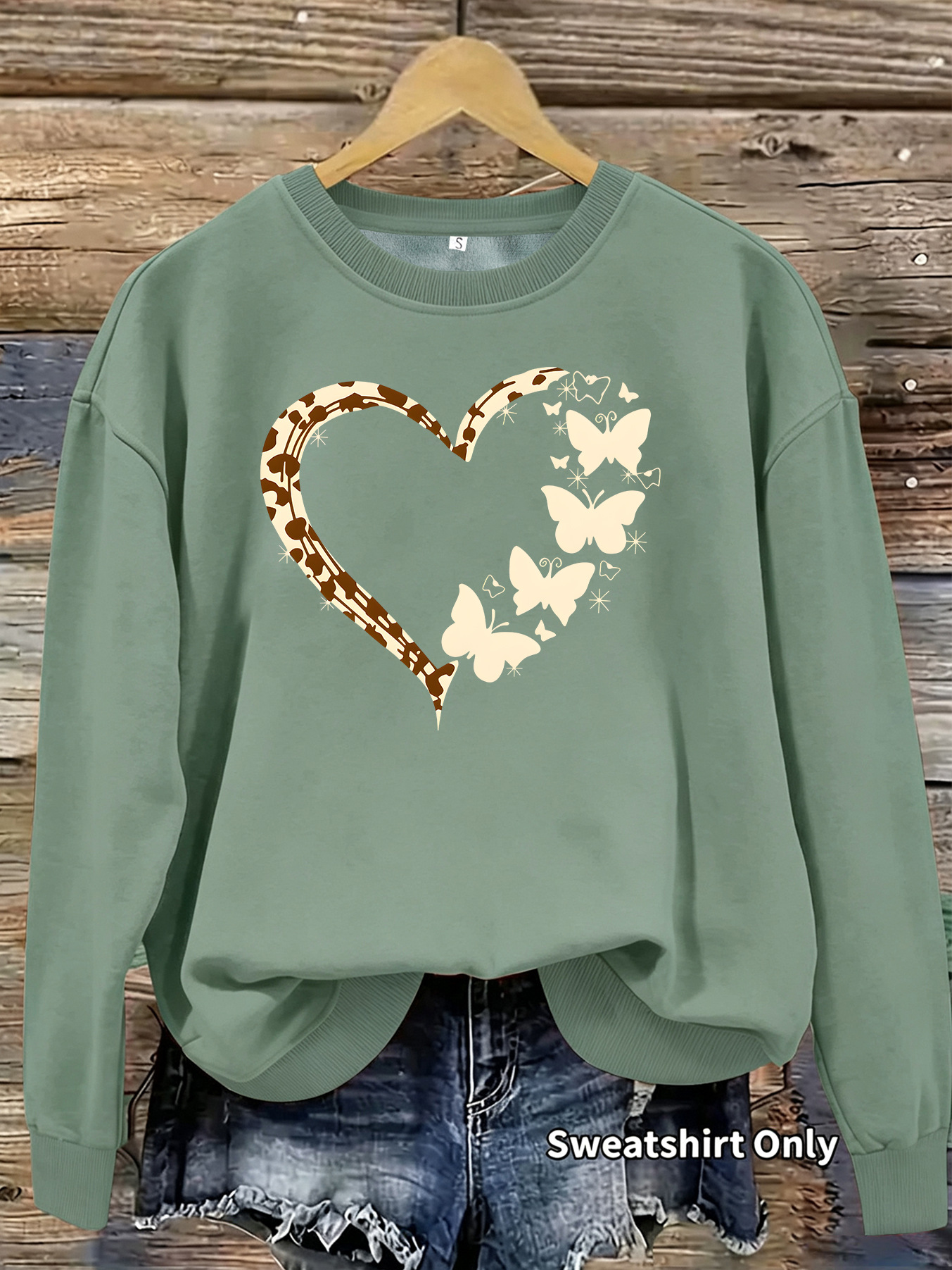 Butterfly and leopard print heart-shaped fleece hoodie — image 9