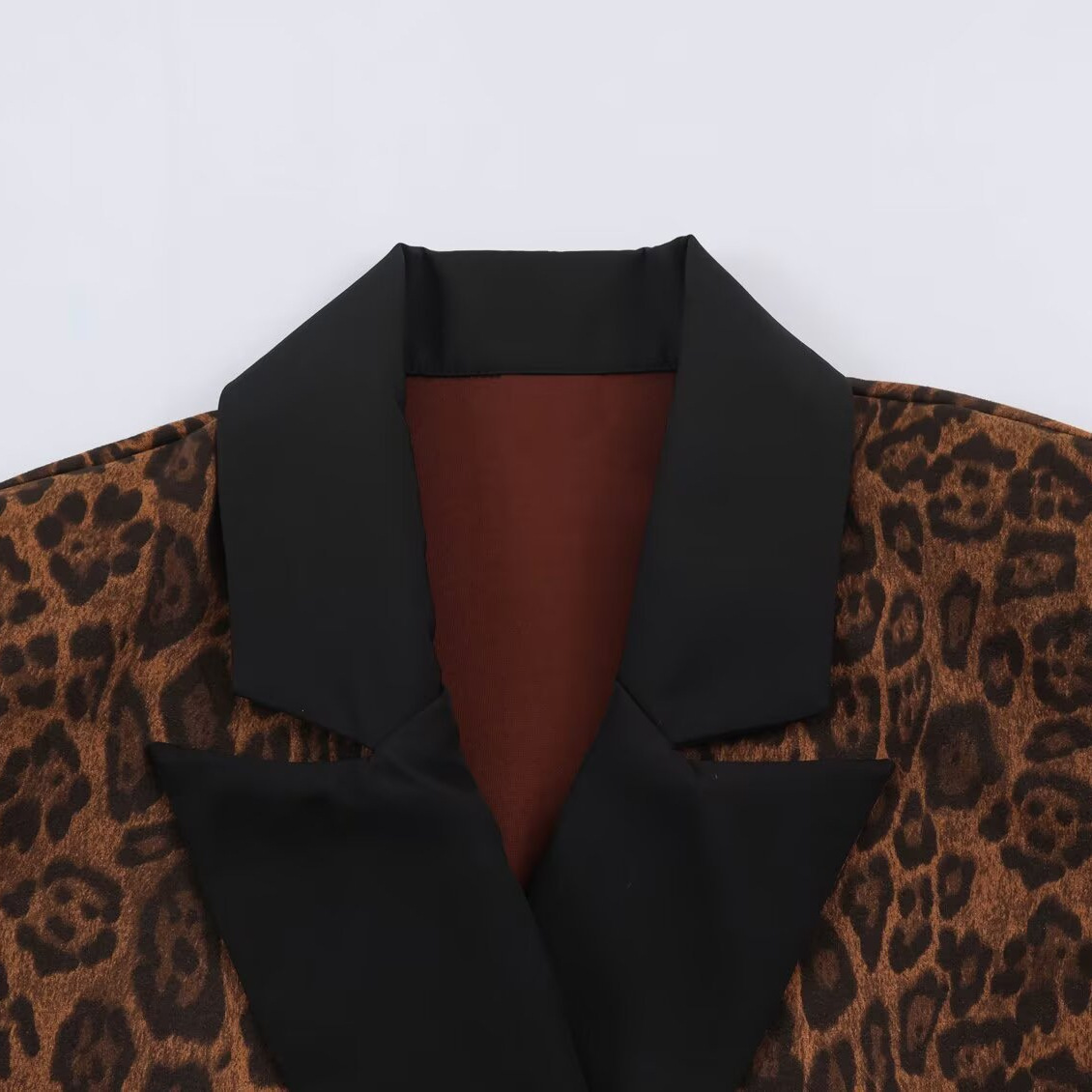 Leopard print double breasted long jacket — image 3