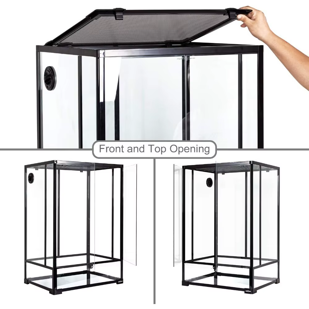 Glass Reptile Terrarium Tall 67 Gallon Rainforest Habitat with Double Hinge Door and Screen Ventilation — image 5