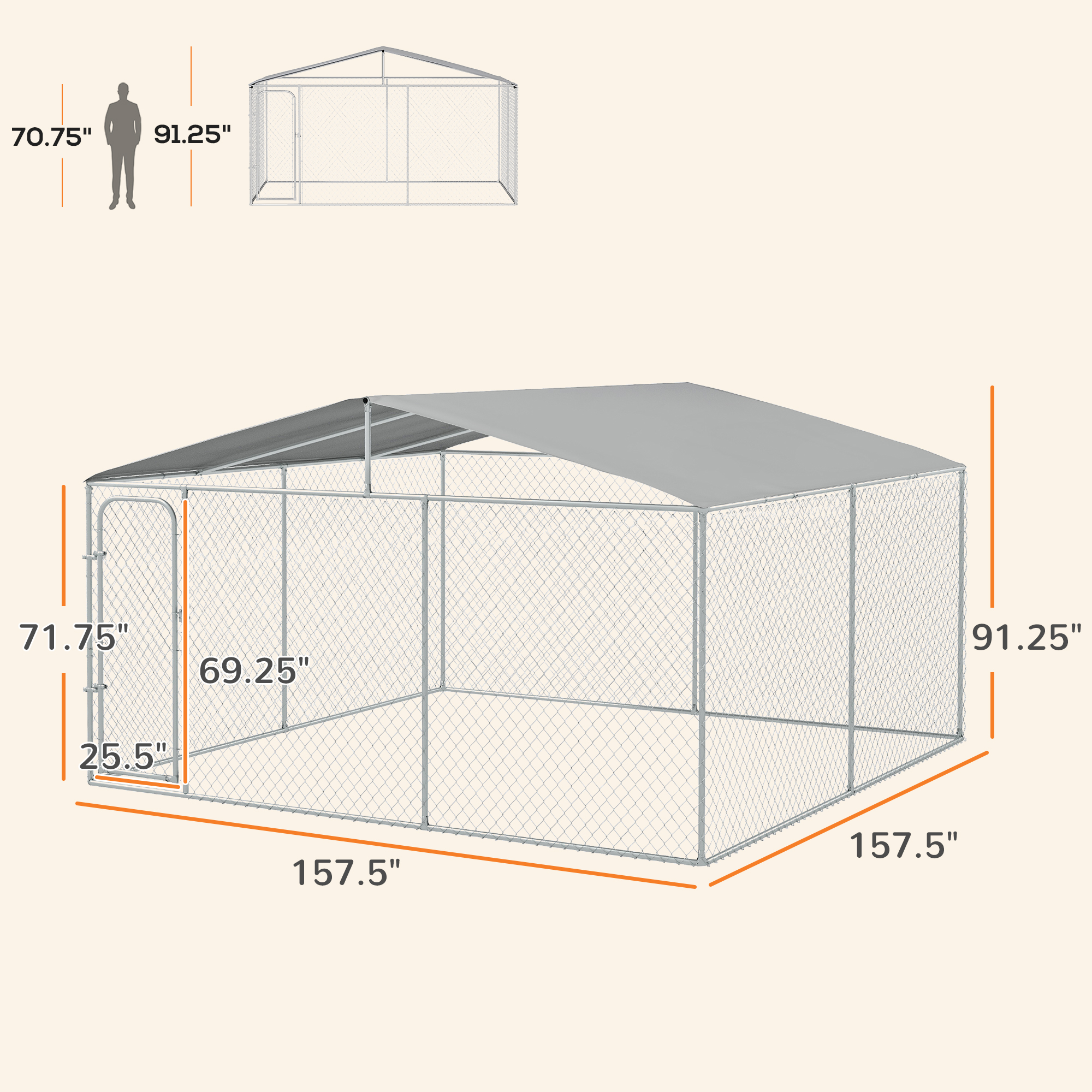 Dog Kennel Outdoor Dog Run w/ Canopy, 13 x 13 x 7.5 — image 6