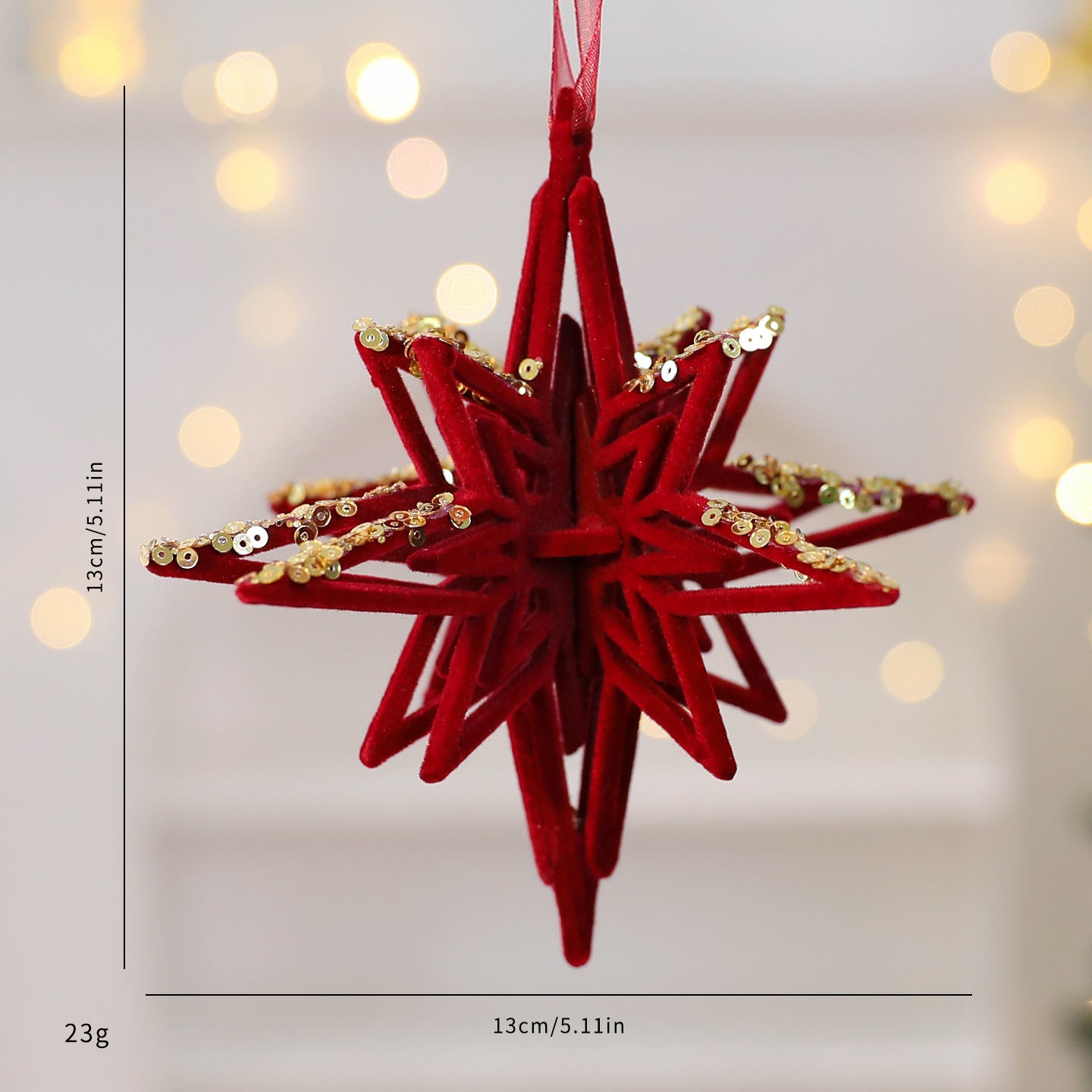 Christmas Decoration Velvet Red Wreath Bow Deer Ornament Tree Hanging Decor — imagen 18