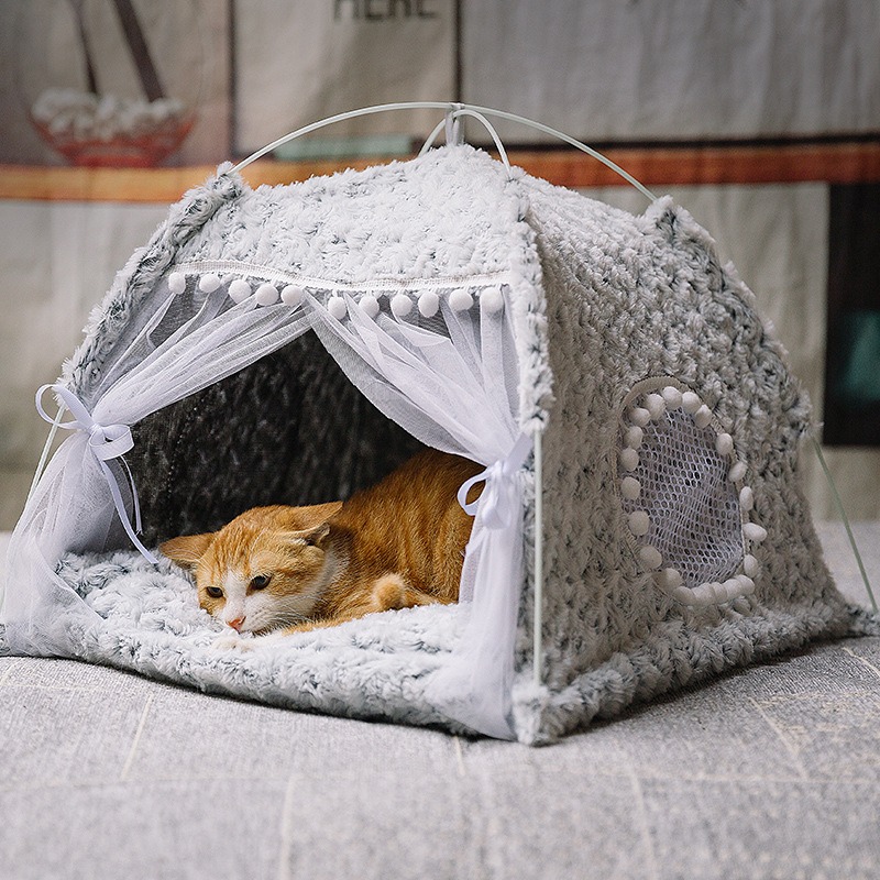 Cat Nest Summer Cat Tent Cat House Semi enclosed Pet Bed Four Seasons Dog Nest Villa Bed Supplies — image 2