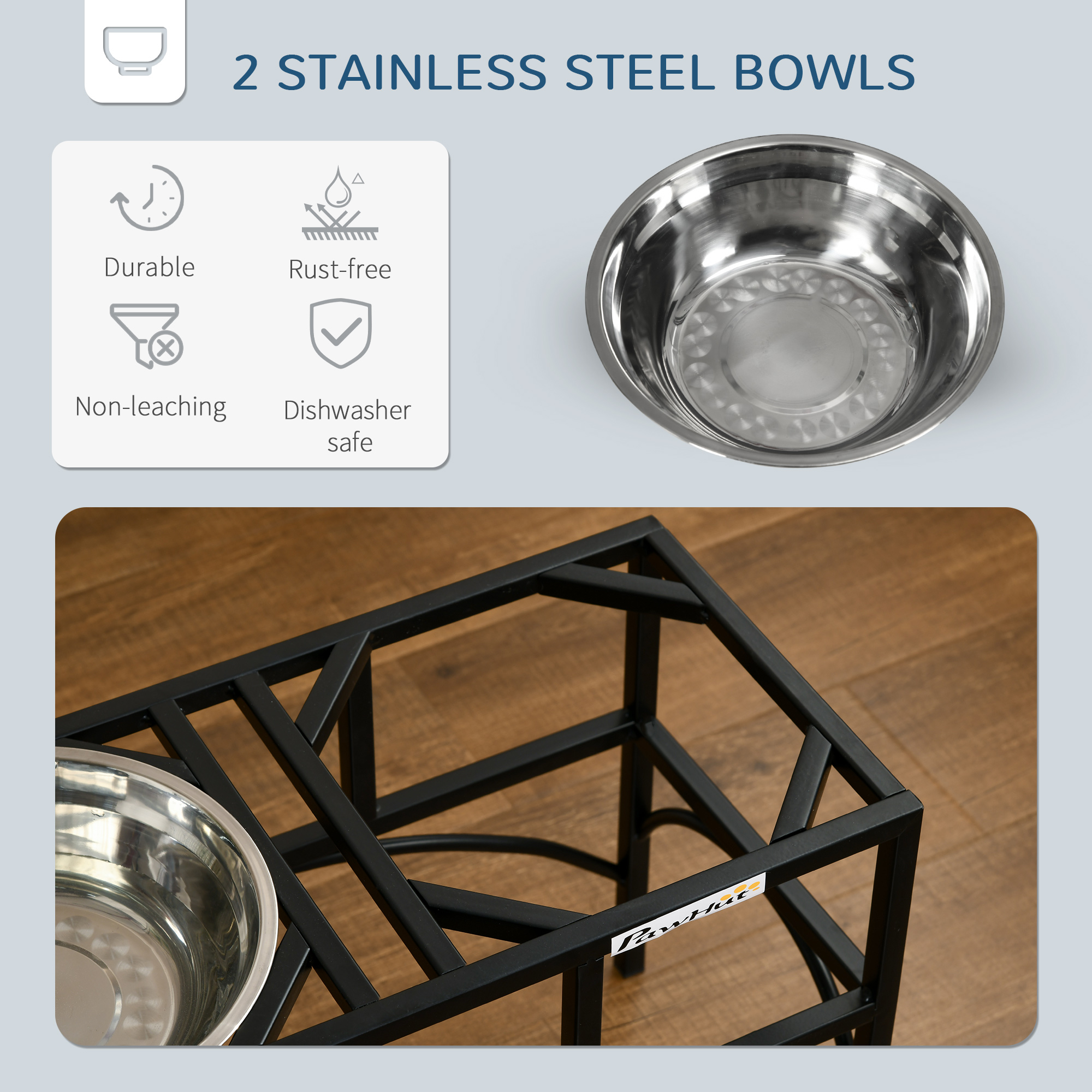 Comedor Elevado para Perros, Acero Inoxidable doble de Alta Calidad, Estación de Alimentación para Mascotas con Postura Saludable, 14" de Alto — imagen 8