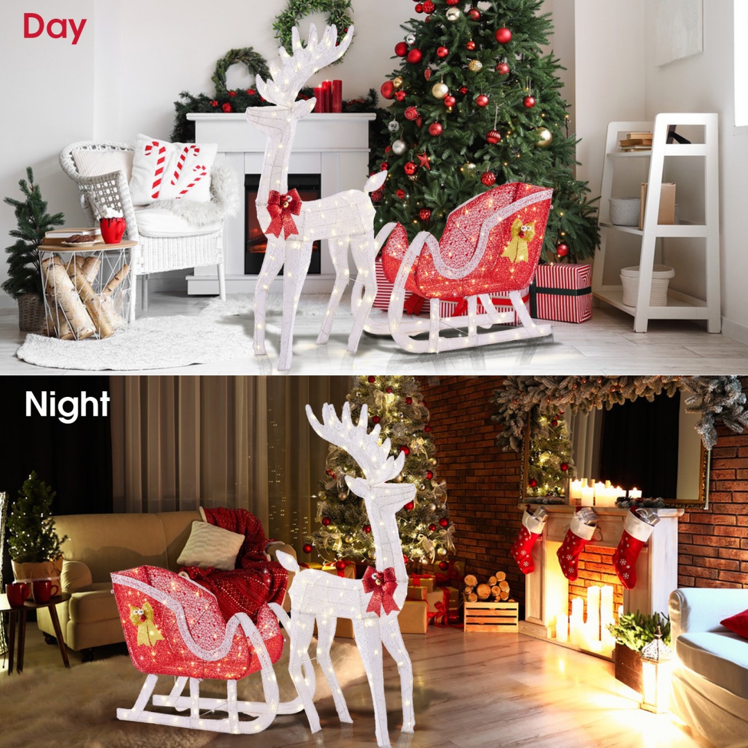 Decoración para Patio de Navidad con Renos y Carros de Remolque — imagen 5