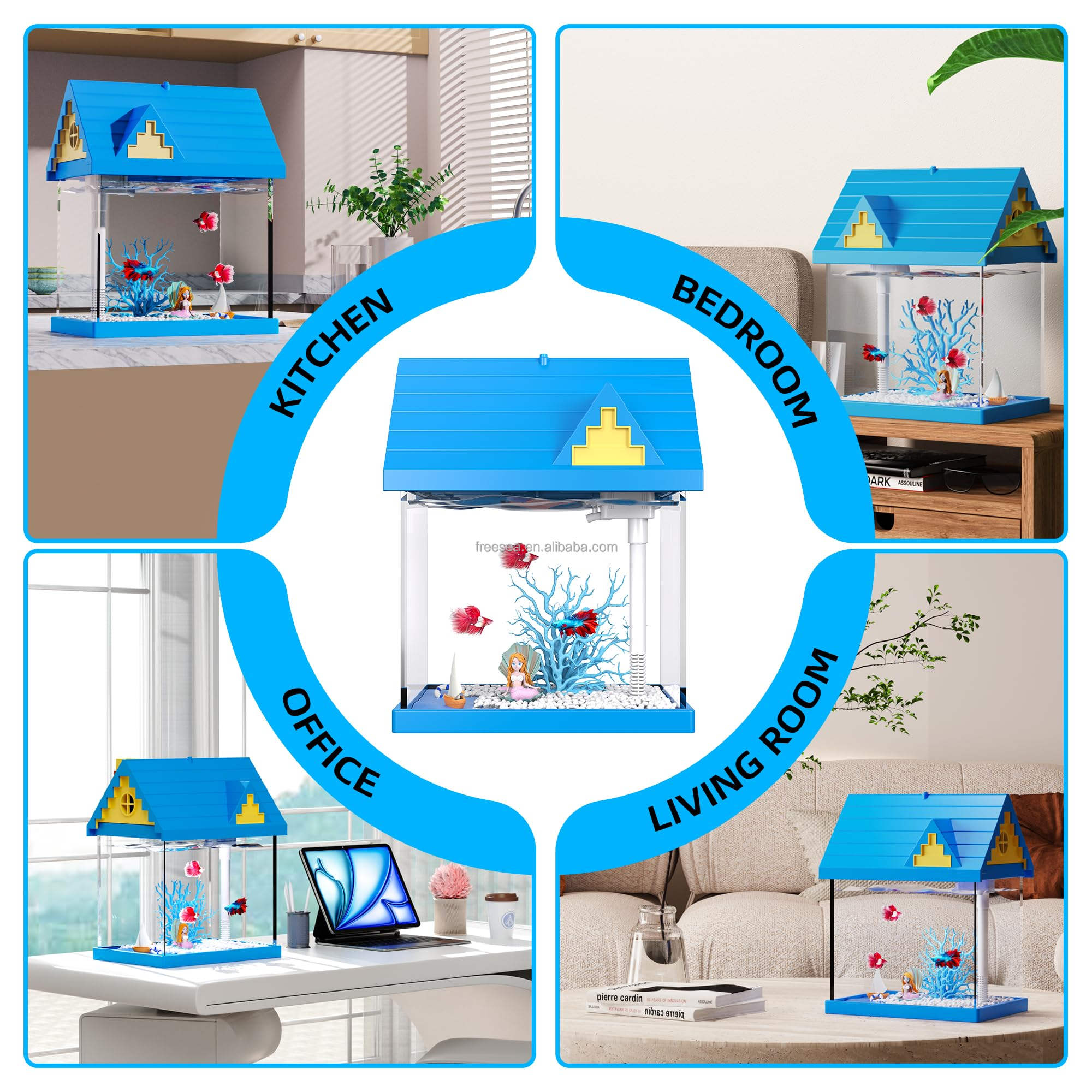 Tanque de Acuario de 2 galones de Acetato Libre, Equipoado con Filtración y Iluminación, Adecuado para Camarones, Medusas, y Peces Dorados, Ideal para Habitaciones Infantiles — imagen 2