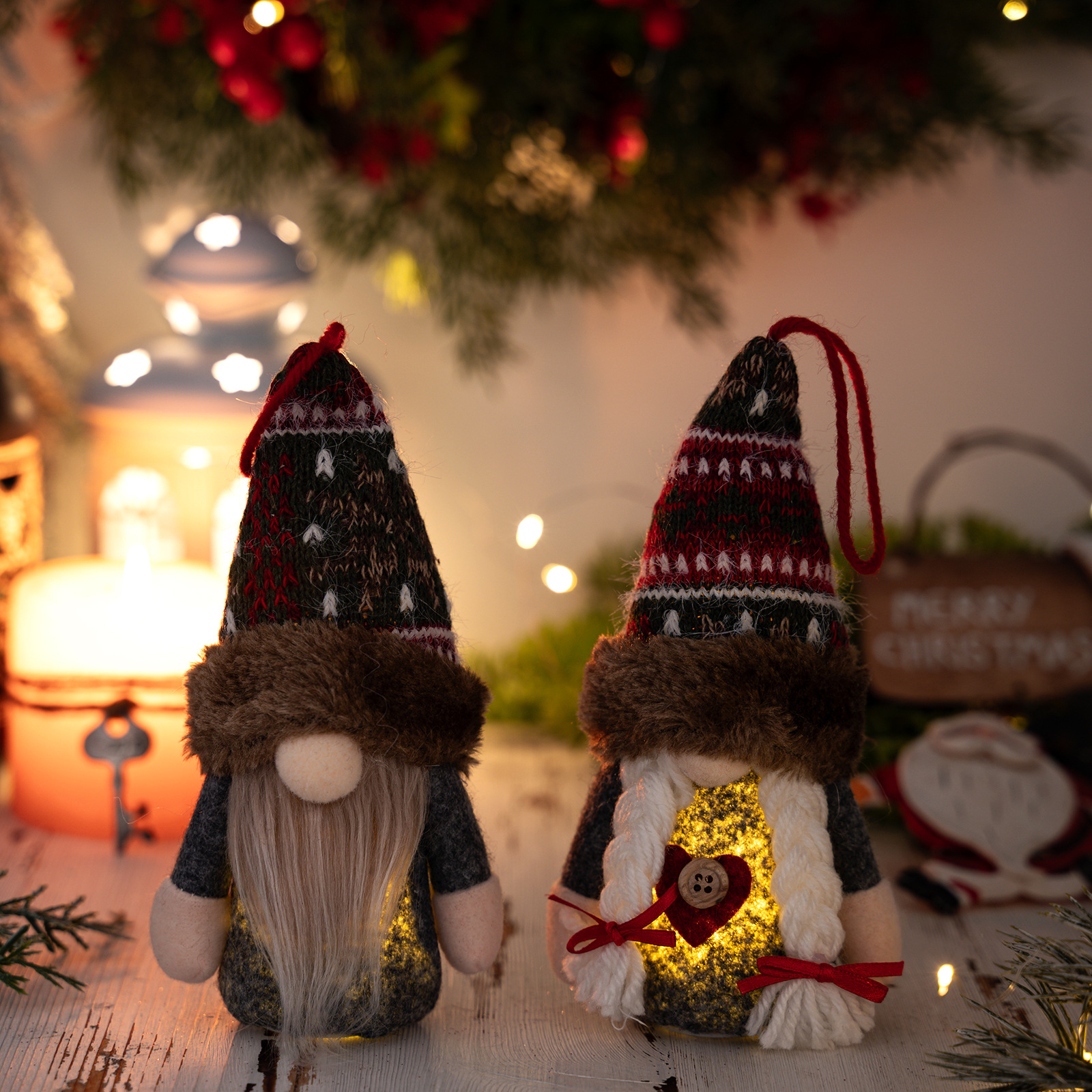 Christmas Decoration Rudolph Reindeer Ornament with Lights, Cartoon Elf LED Figure for Holiday Decor — image 5