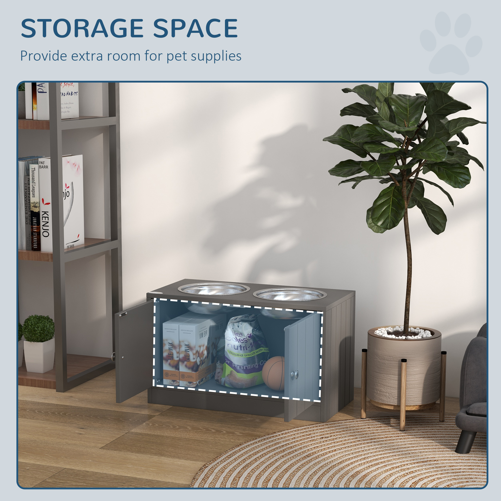 Platos Elevados para Perros con Almacenamiento de 44L, Gris — imagen 8