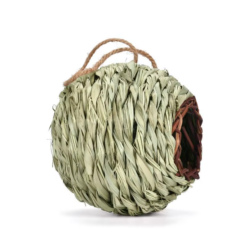 Birds Nest Bird Cage Grass Egg Cage Bird House Outdoor Decorative Weaved Hanging Parrot Nest Houses Pet Bedroom — image 5
