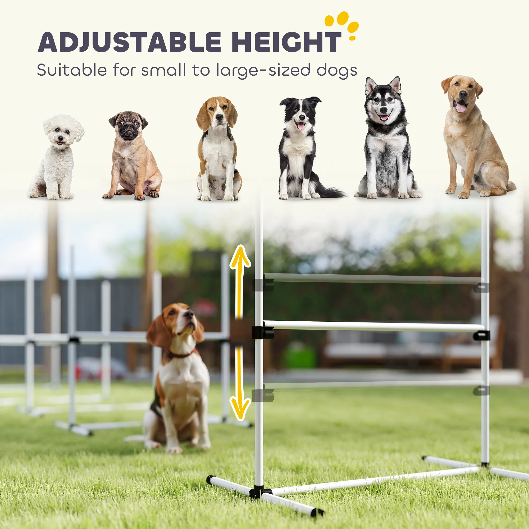 Set of 6 Dog Agility Training Equipment Adjustable Jump Bar Pet Exercise Kit with Carrying Bag (White) — image 4