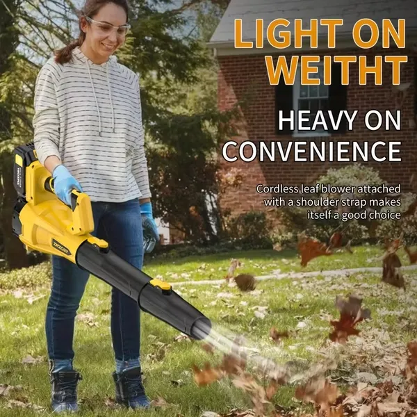 Soplador de Hojas Cordless de Alta Potencia con Batería 4.0Ah – 580CFM y 160MPH, 6 Velocidades Ajustables, Diseño Ergonómico Ligero con Extensor para Cuidado de Jardín, Limpieza de Patio, Nieve y Pelos de Mascotas — imagen 4
