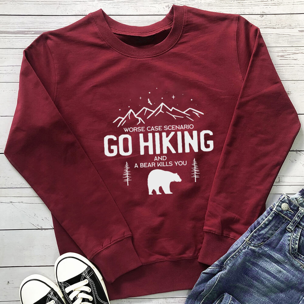 Bear print pattern round neck long sleeved sweatshirt — image 9