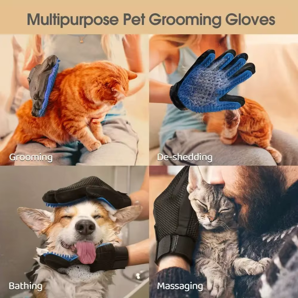 1/10 PCS Pet Silicone Grooming Gloves Effective Hair Remover Comb for Cats Dogs Bath Cleaning and Daily Shedding Control At Home — image 5