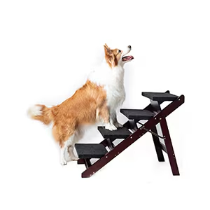 Wooden Dog Stairs Steps - Foldable 4 Levels Pet Stairs & Ramp Perfect For Beds And Cars - Portable Dog Cat Ladder Up To 110 Pounds — imagen 5