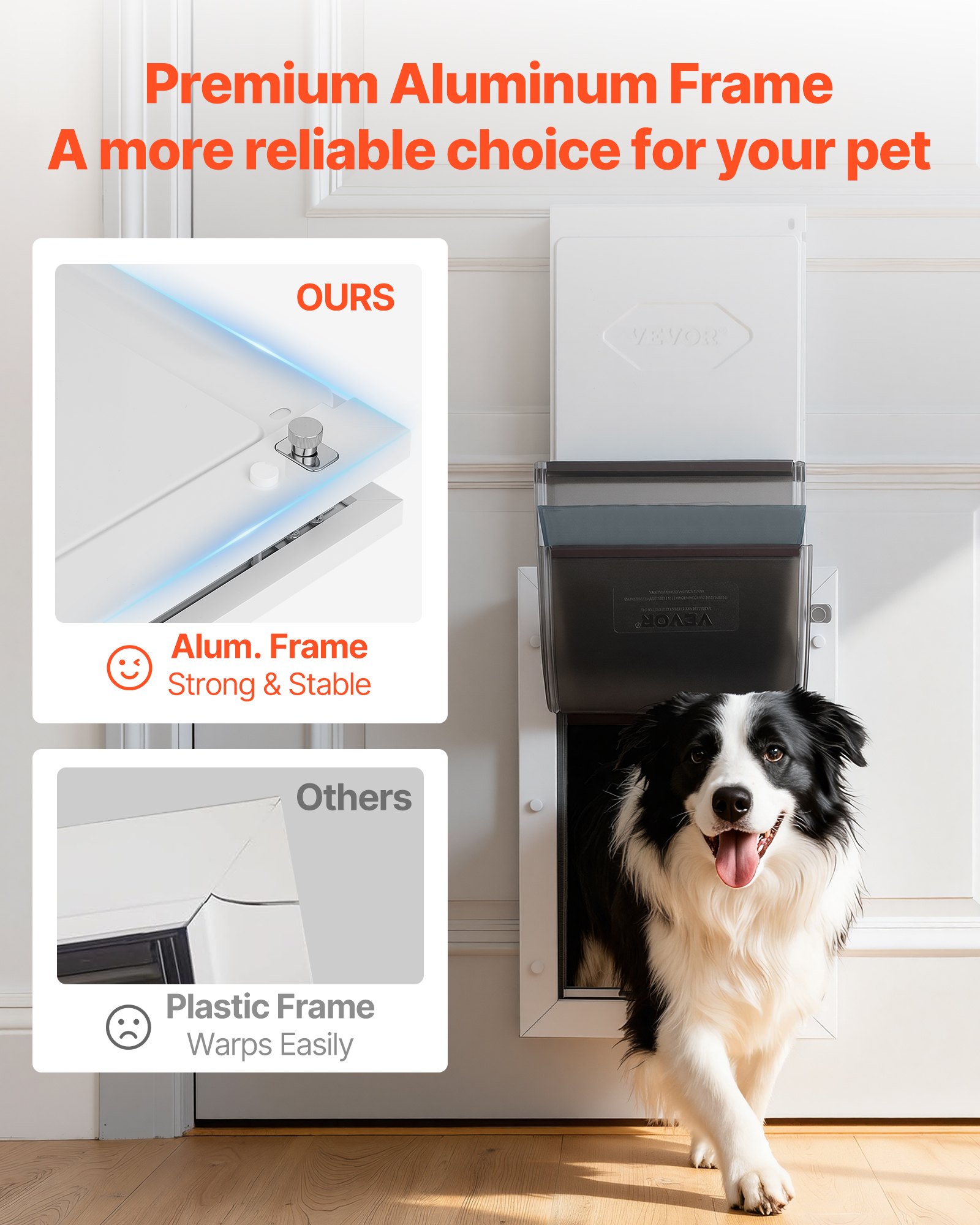 Puerta para Mascotas Grande, Con Tres Flap Magnéticos y Estructura Metálica, Fuerte y Resistente al Tiempo, Acceso Fácil para Perros en Interiores y Exteriores — imagen 4