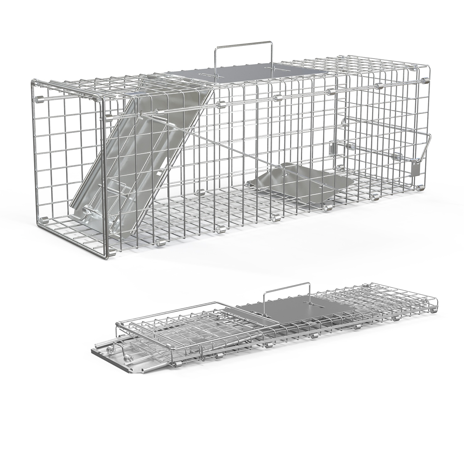 2Pzs Jaulas Trampa Plegables Humanitarias para Animales Vivos 24X7.48X8.27IN, Fácil Captura y Liberación, Trampa Plegable para Gatos de Acero Galvanizado, para Gatos Pequeños, Ardillas, Conejos, Erizos, Ardillas Listadas — imagen 11